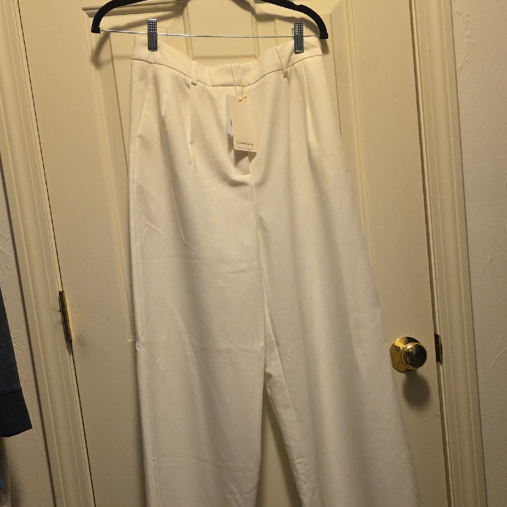Commense Cream Wide-Leg Trousers